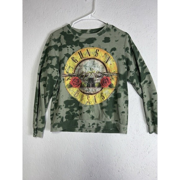 Guns N' Roses Tops - Authentic Guns N Roses Sweatshirt Womens Medium Graphic Print Tie-Dye Green Camo